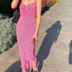 ZARA Pink Floral Midi Dress